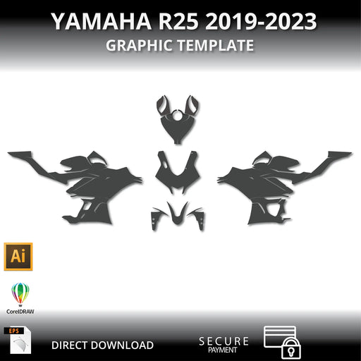 Yamaha R3 R25 2019-2023 Motorcycle 1:1 Vector Graphic Template Bikerz Kingdom