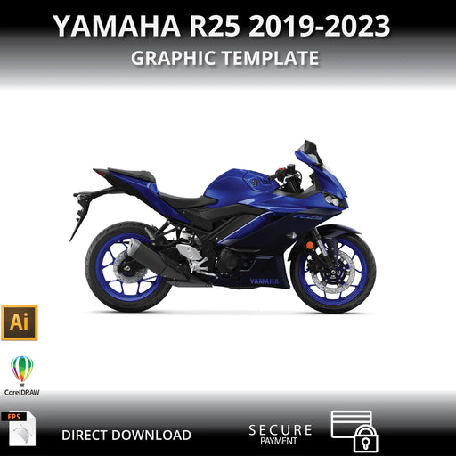 Yamaha R3 R25 2019-2023 Motorcycle 1:1 Vector Graphic Template Bikerz Kingdom
