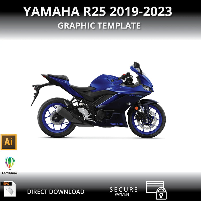 Yamaha R3 R25 2019-2023 Motorcycle 1:1 Vector Graphic Template Bikerz Kingdom