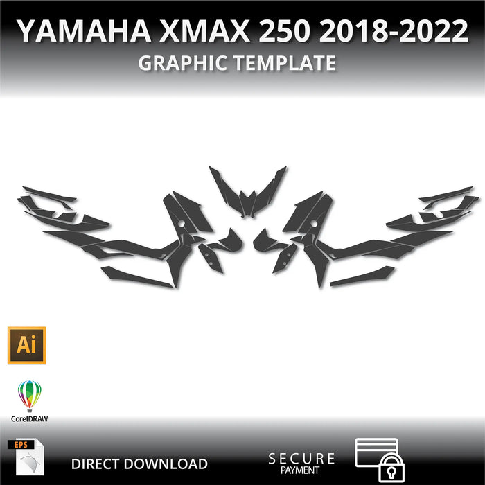 Yamaha XMAX 250 2018-2022 Motorcycle 1:1 Vector Graphic Template Bikerz Kingdom