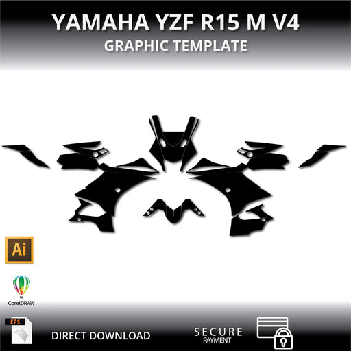 Yamaha YZF R15 M V4 Motorcycle 1:1 Vector Graphic Template Bikerz Kingdom