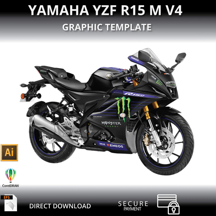 Yamaha YZF R15 M V4 Motorcycle 1:1 Vector Graphic Template Bikerz Kingdom