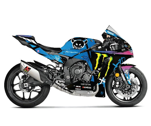 Yamaha YZF R1 Fabio Quartararo Style Blue Monster Energy Graphic Kit 2020-2024 Models Bikerz Kingdom