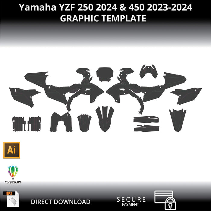 Yamaha YZF 250 2024 & 450 2023-2024 1:1 Vector Graphic Template Bikerz Kingdom
