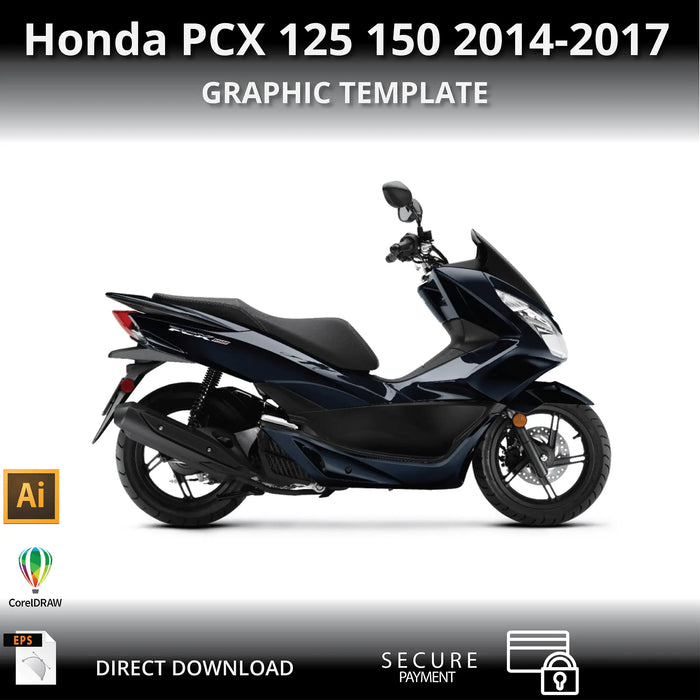 Honda PCX 125 150 2014-2017 Motorcycle 1:1 Vector Graphic Template Bikerz Kingdom