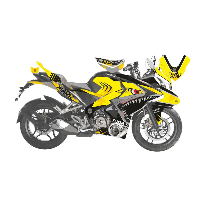 Bajaj Pulsar RS200 Turbo Shark Graphic Kit Decal Wrap Sticker Set Bikerz Kingdom