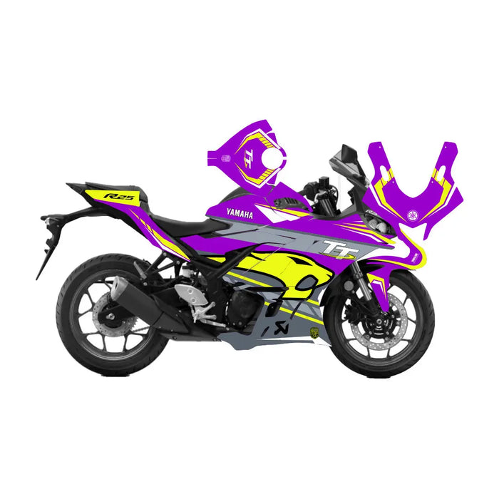 IOMTT Purple Yellow Yamaha R3 Decal Sticker Kit 2019-2022 Bikerz Kingdom