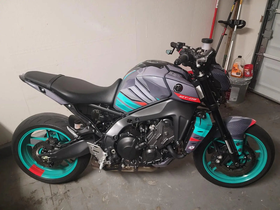 YAMAHA MT-09 Grey and Turquoise Graphic Kit 2014-2024 Bikerz Kingdom