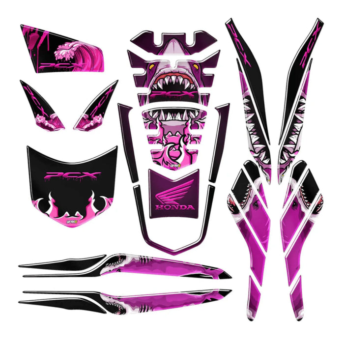 Honda PCX Angry Shark Tank Pad Set for 2021-2024 Bikerz Kingdom