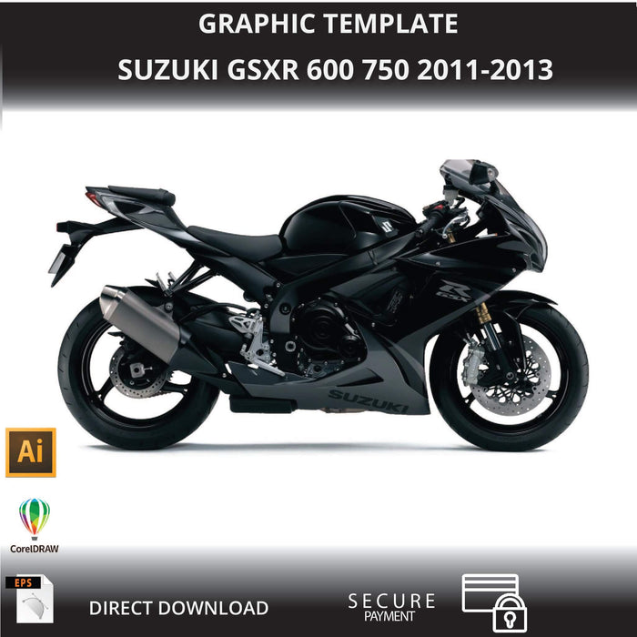 SUZUKI GSXR 600 750 2011-2013 Motorcycle 1:1 Vector Graphic Template