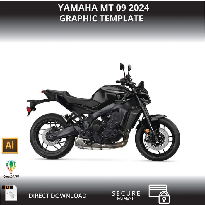 YAMAHA MT09 2024 Motorcycle 1:1 Vector Graphic Template Bikerz Kingdom