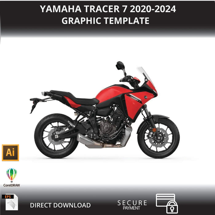 YAMAHA TRACER 7 2020-2024 Motorcycle 1:1 Vector Graphic Template Bikerz Kingdom