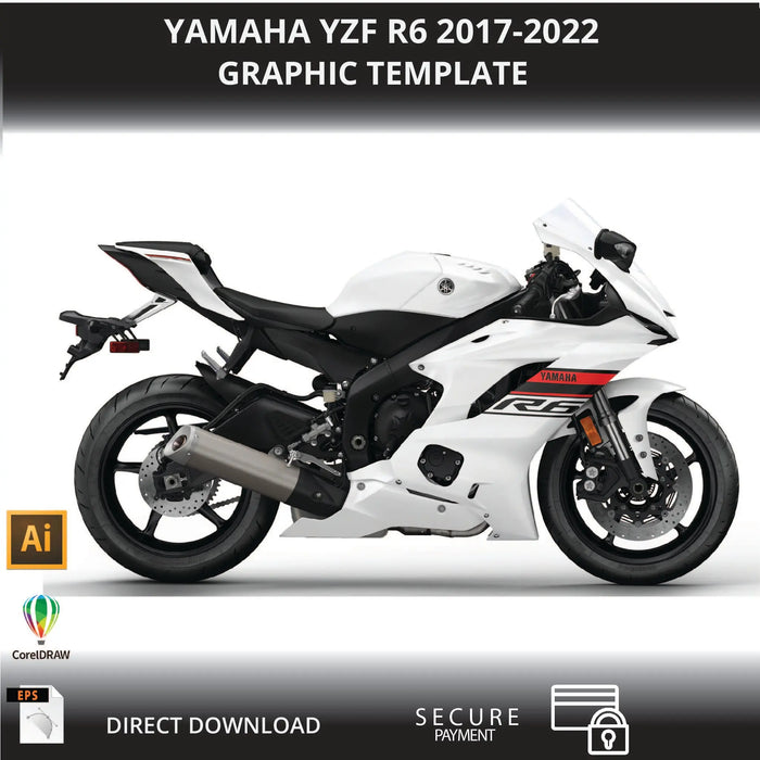 YAMAHA YZF R6 2017-2022 1:1 Vector Graphic Template Bikerz Kingdom