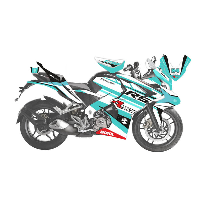 Bajaj Pulsar RS200 Rtech Turqoise Theme Graphic Kit Decal Wrap Set