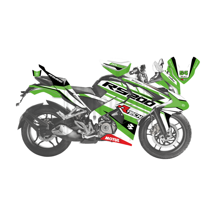Bajaj Pulsar RS200 Rtech Turqoise Theme Graphic Kit Decal Wrap Set