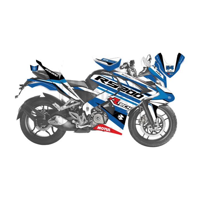 Bajaj Pulsar RS200 Rtech Turqoise Theme Graphic Kit Decal Wrap Set