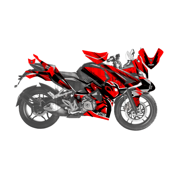 Bajaj Pulsar RS200 Grey Wasp Theme Graphic Kit Decal Wrap Set
