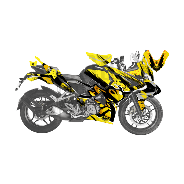Bajaj Pulsar RS200 Grey Wasp Theme Graphic Kit Decal Wrap Set
