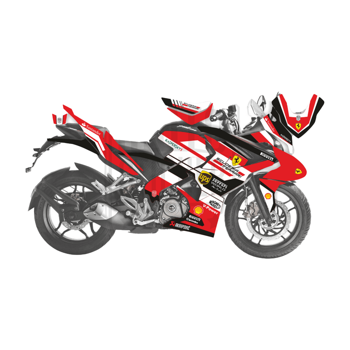 Bajaj Pulsar RS200 Ferrari Graphic Kit Decal Wrap Sticker Set