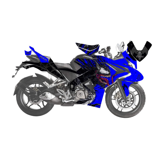 Bajaj Pulsar RS200 Marvel Venom Graphic Kit Decal Wrap Sticker Set Bikerz Kingdom