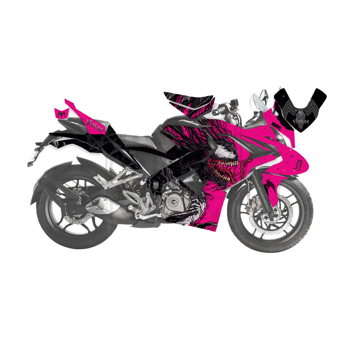 Bajaj Pulsar RS200 Marvel Venom Graphic Kit Decal Wrap Sticker Set Bikerz Kingdom