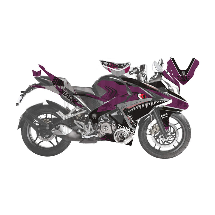 Bajaj Pulsar RS200 Turbo Shark Graphic Kit Decal Wrap Sticker Set