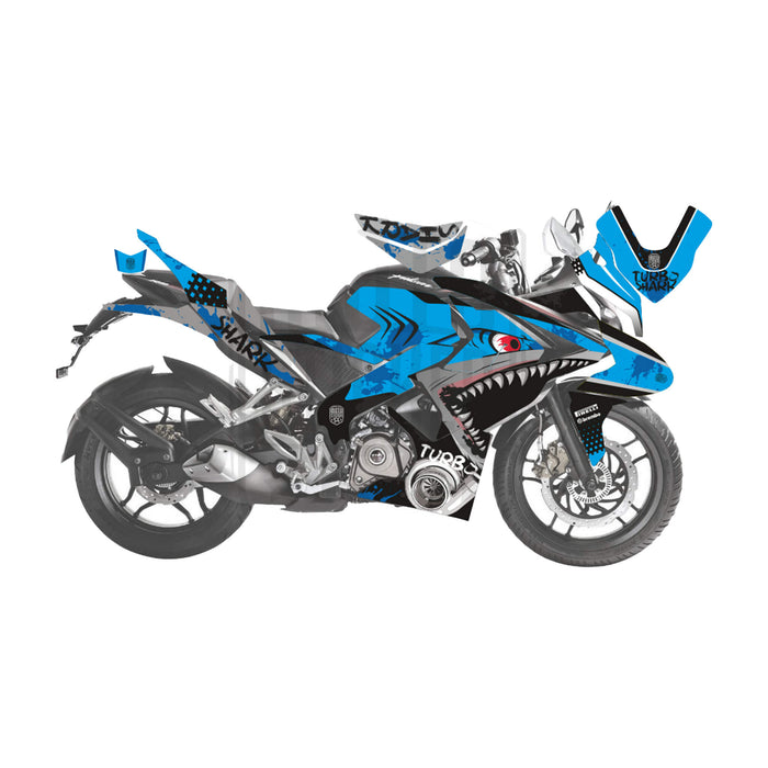 Bajaj Pulsar RS200 Turbo Shark Graphic Kit Decal Wrap Sticker Set