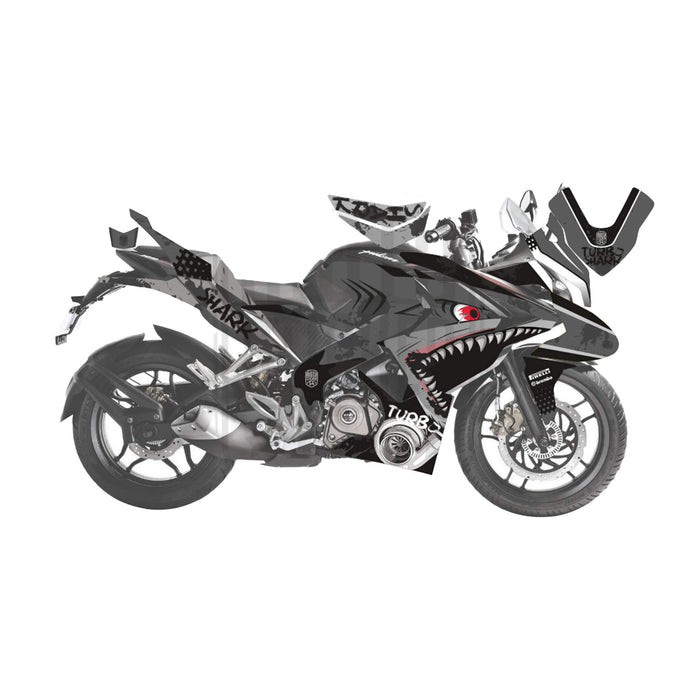 Bajaj Pulsar RS200 Turbo Shark Graphic Kit Decal Wrap Sticker Set