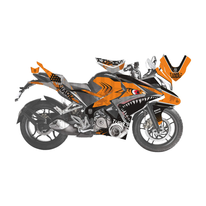 Bajaj Pulsar RS200 Turbo Shark Graphic Kit Decal Wrap Sticker Set