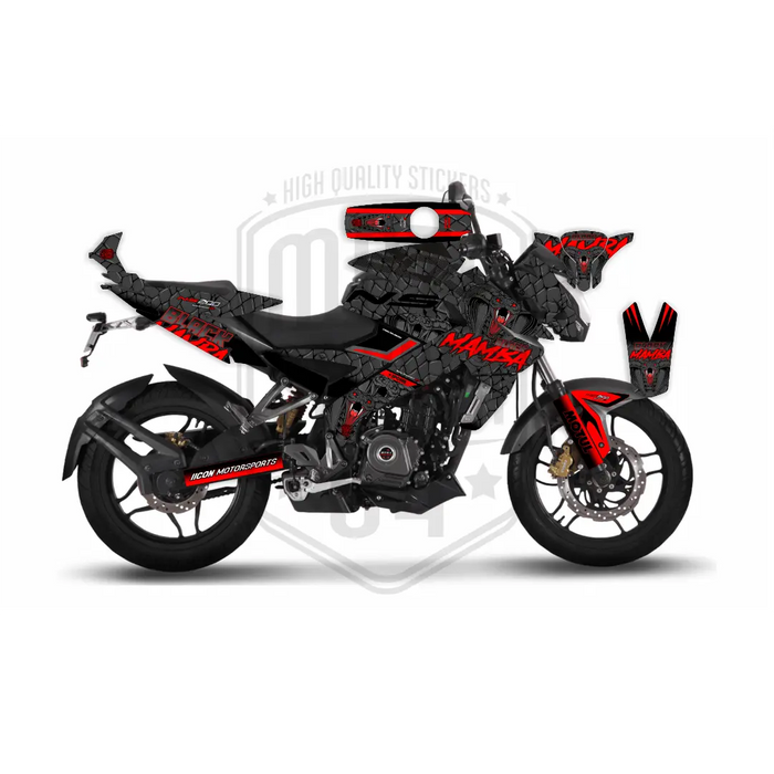 Bajaj Pulsar 2014 - 2022 NS200 Black Mamba Graphic Kit Decal Wrap Set Bikerz Kingdom