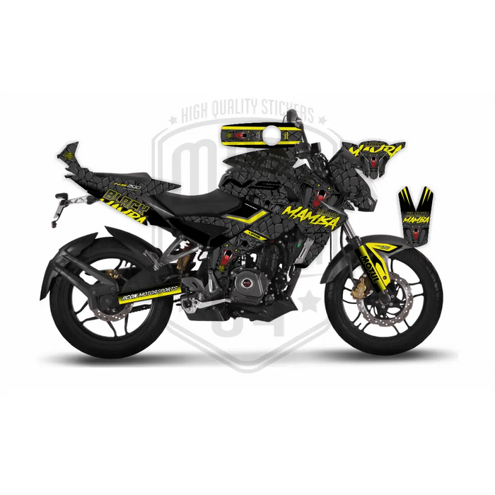 Bajaj Pulsar 2014 - 2022 NS200 Black Mamba Graphic Kit Decal Wrap Set Bikerz Kingdom