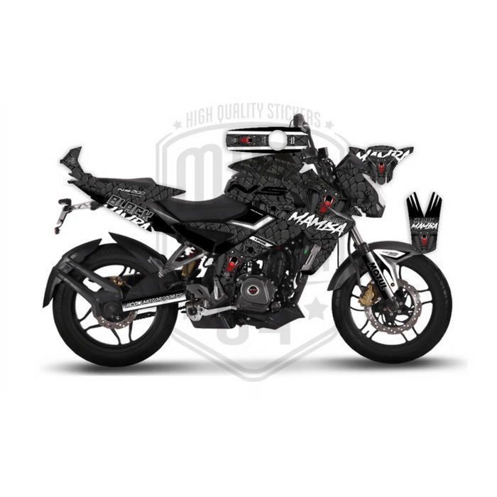Bajaj Pulsar 2014 - 2022 NS200 Black Mamba Graphic Kit Decal Wrap Set Bikerz Kingdom