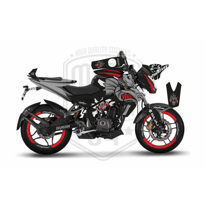 Bajaj Pulsar 2014 - 2023 NS200 Dragon Graphic Kit Decal Wrap Set with Rim Stickers