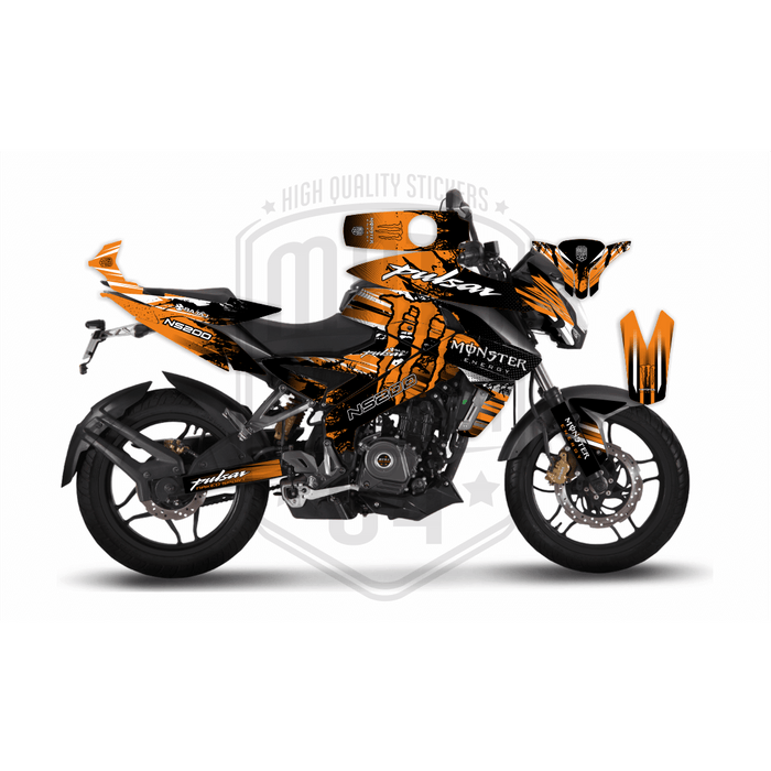 Bajaj Pulsar 2014 - 2022 NS200 Monster Energy Graphic Kit Decal Wrap Set