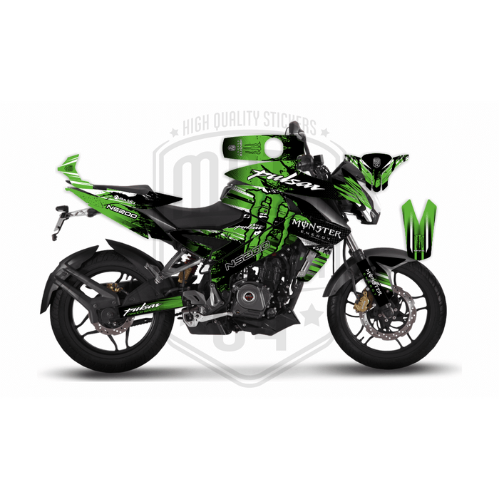 Bajaj Pulsar 2014 - 2023 NS200 Monster Energy Graphic Blue Kit Decal Wrap Set