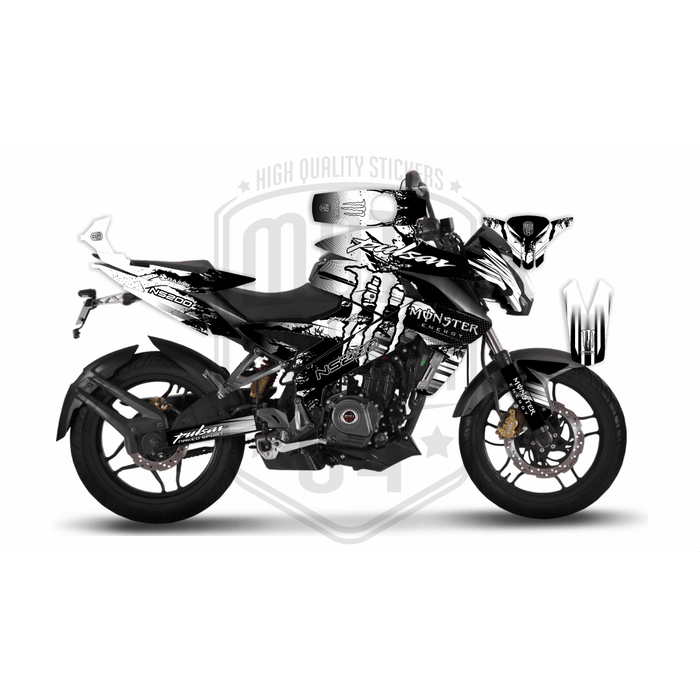 Bajaj Pulsar 2014 - 2023 NS200 Monster Energy Graphic Blue Kit Decal Wrap Set