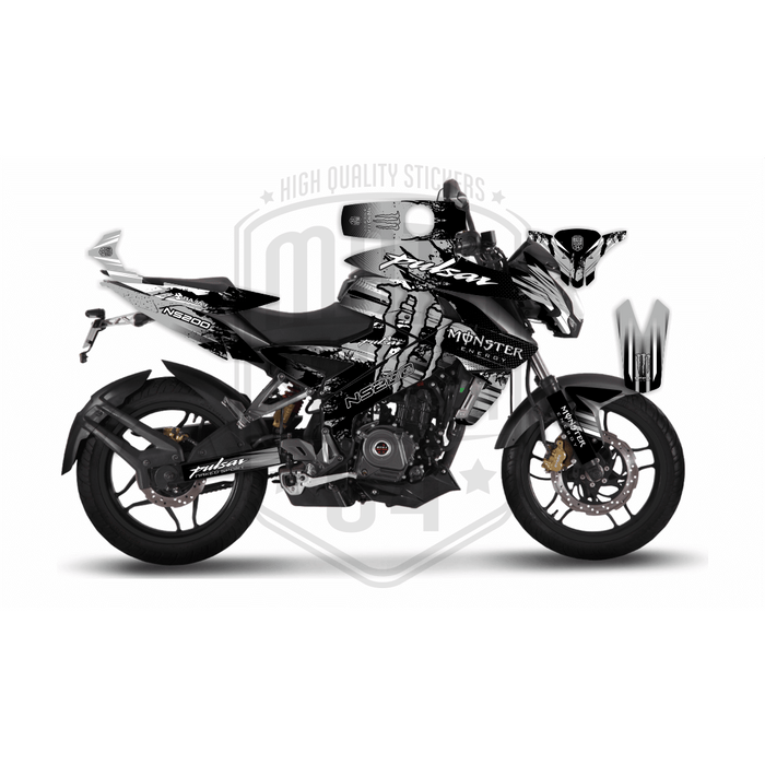 Bajaj Pulsar 2014 - 2023 NS200 Monster Energy Graphic Blue Kit Decal Wrap Set