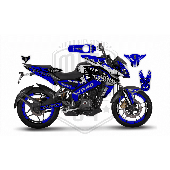 Rossi Shark Pro 46 Graphic Kit for Bajaj NS200, Custom Motorcycle Decals, Perfect Gift for Riders