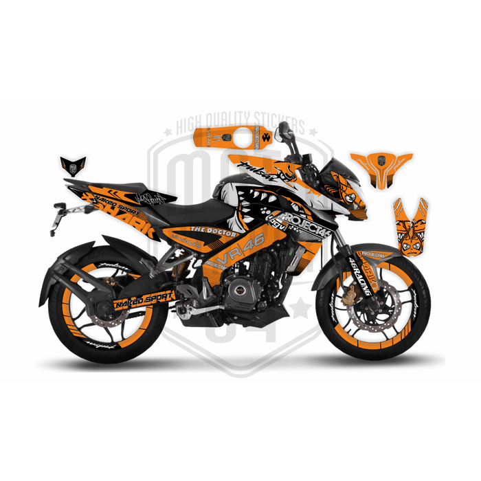 Rossi Shark Pro 46 Graphic Kit for Bajaj NS200, Custom Motorcycle Decals, Perfect Gift for Riders