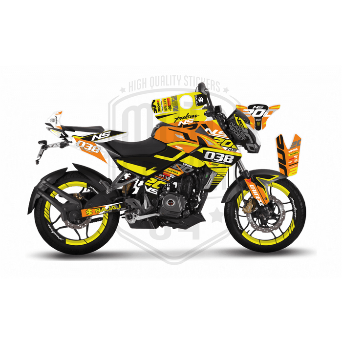 Bajaj Pulsar NS200 Flou Bright Graphic Kit with Wheel Rim Tape