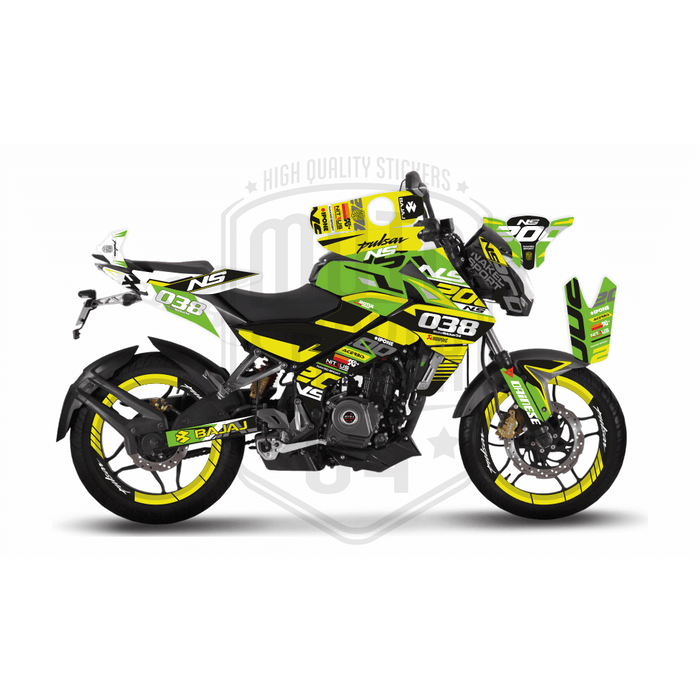 Bajaj Pulsar NS200 Flou Bright Graphic Kit with Wheel Rim Tape