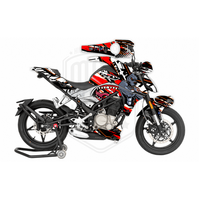 CF Moto 250NK 2017-2022 Blue Dog & Shark Design Theme Graphic Kit