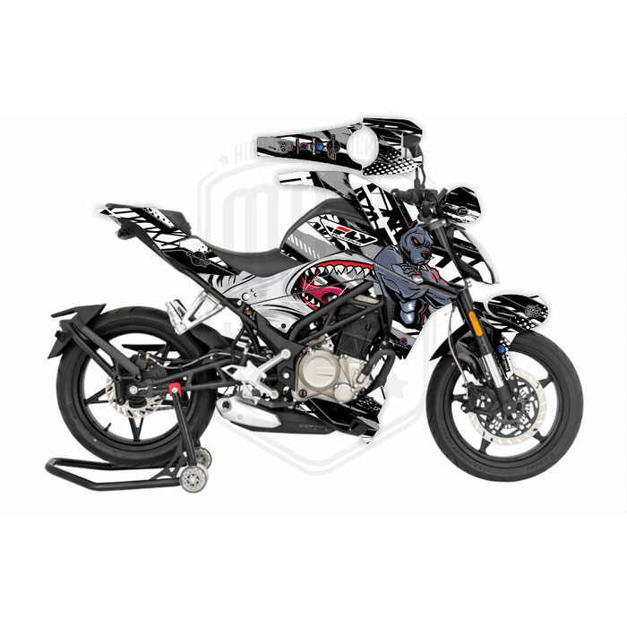 CF Moto 250NK 2017-2022 Blue Dog & Shark Design Theme Graphic Kit
