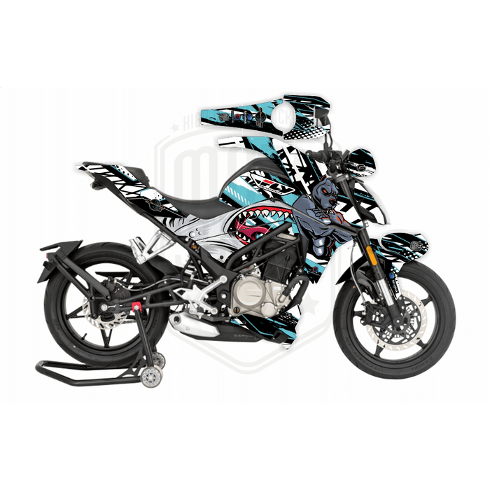 CF Moto 250NK 2017-2022 Blue Dog & Shark Design Theme Graphic Kit