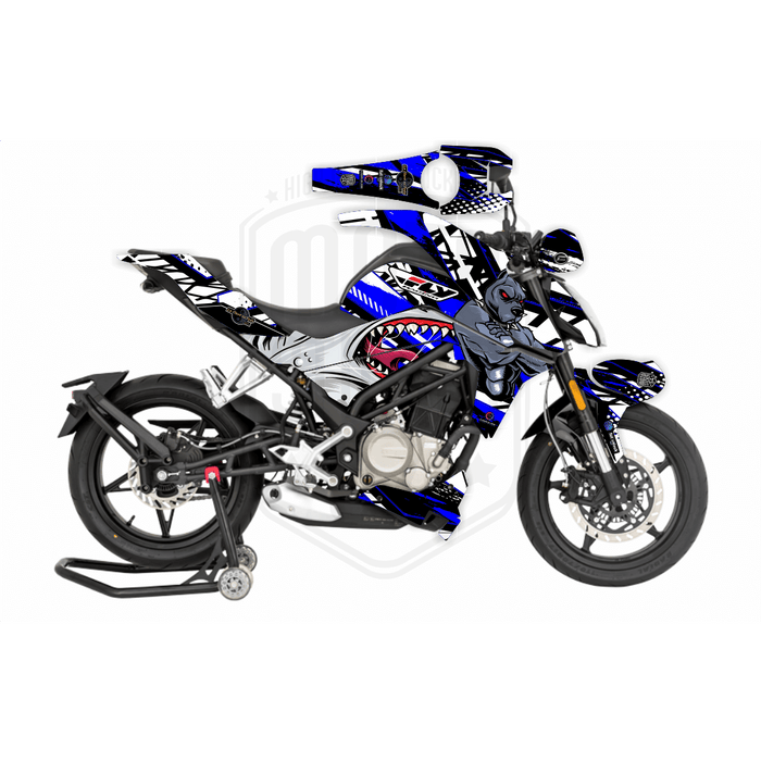CF Moto 250NK 2017-2022 Blue Dog & Shark Design Theme Graphic Kit