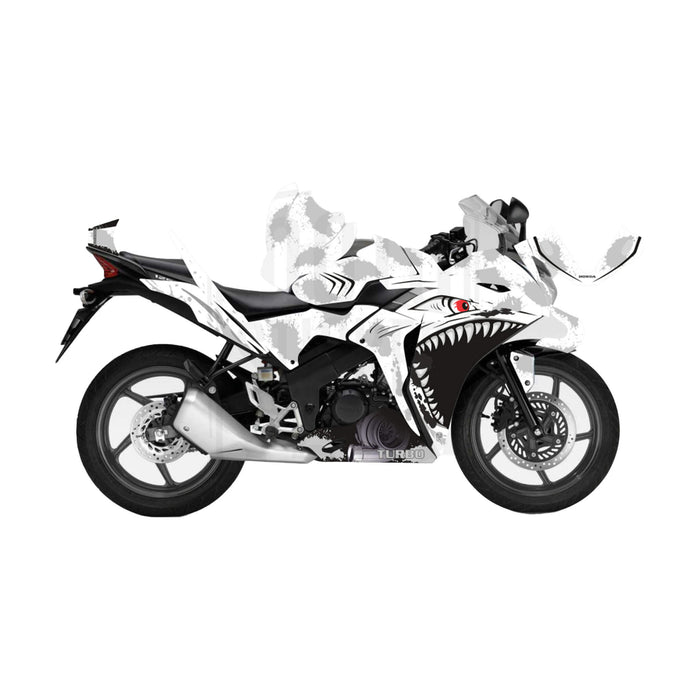 Honda CBR 125 2011-2017 Turbo Shark Theme Graphic Kit Decal Wrap Set