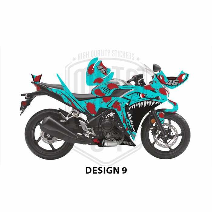 Honda CBR 250 2011-2013 Turbo Shark Theme Graphic Kit