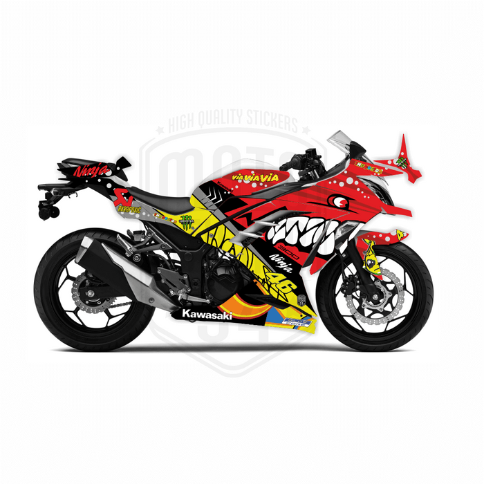 Kawasaki Ninja 300 2012-2016 Rossi Shark Theme Graphic Kit