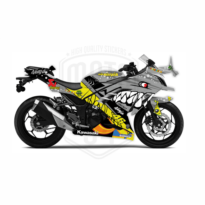 Kawasaki Ninja 300 2012-2016 Rossi Shark Theme Graphic Kit
