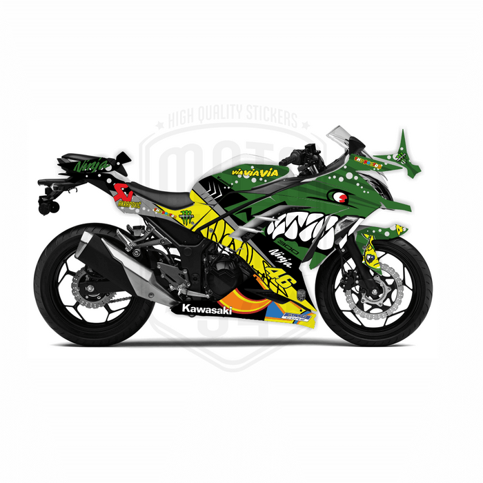 Kawasaki Ninja 300 2012-2016 Rossi Shark Theme Graphic Kit